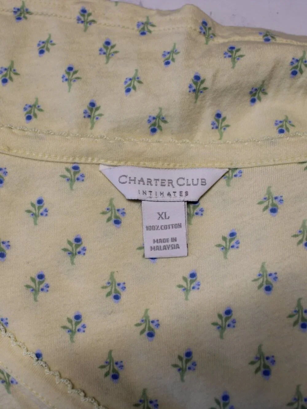 Charter Club Cotton Floral Yellow Shortsleeve Pajama Loungewear Top Extra Large